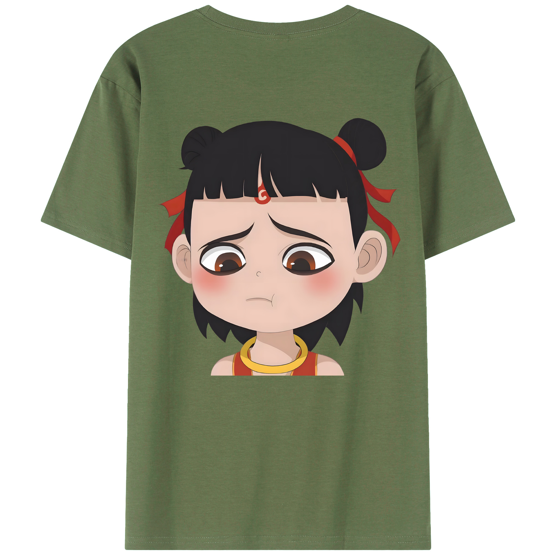 （画像用） Ne Zha 2 ナタ 魔童の大暴れ 綿100％ メンズ半袖Tシャツ（バックプリント） 通気性
